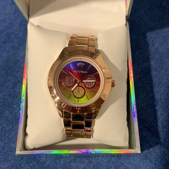 Women’s Juicy Couture Watch Brown Band (New Battery) Gold Bezel & Face Black Lbl Women main image 2